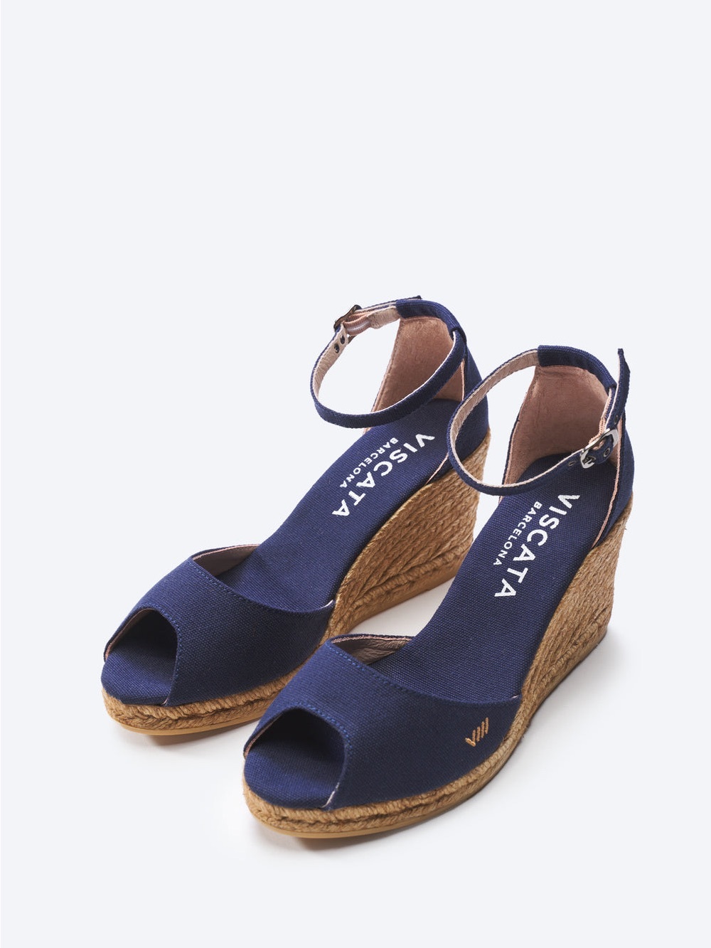 Aiguafreda Canvas Espadrille Sandal Wedges navy- viscata Barcelona